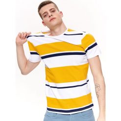 T-shirt w paski z piki. Białe t-shirty męskie Top Secret, na lato, xl, w paski, z tkaniny, bez kołnierzyka, krótkie. W wyprzedaży za 34,99 zł.