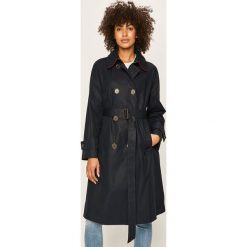 Tommy Hilfiger - Trencz. Niebieskie kurtki damskie TOMMY HILFIGER, w paski, z bawełny, bez kaptura. W wyprzedaży za 1099,00 zł.