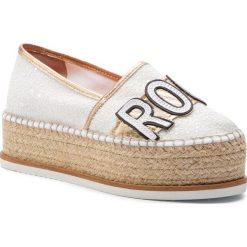 Espadryle ESPADRILLES - J.Rock 23194-38225-1 Glitter Blanco. Białe espadryle damskie Espadrilles, bez wzorów, ze skóry, bez obcasa, na koturnie. W wyprzedaży za 359,00 zł.