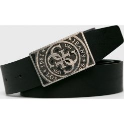 Guess Jeans - Pasek skórzany. Czarne paski męskie Guess Jeans, w paski, z jeansu. Za 229,90 zł.
