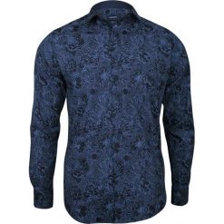 Granatowa Elegancka Koszula Męska w Kwiaty -RIGON- Długi Rękaw, Krój Prosty KSDWRGN0701granat. Niebieskie koszule męskie Rigon, m, w kwiaty, z bawełny, eleganckie, z klasycznym kołnierzykiem, z długim rękawem. Za 99,00 zł.