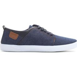 Granatowe Trampki Lumber. Szare trampki męskie Born2be, bez wzorów, z denimu, na sznurówki. Za 69,99 zł.