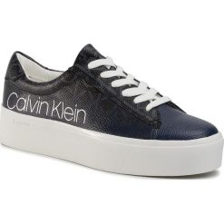 Sneakersy CALVIN KLEIN - Janika B4E7962 Black/Navy. Niebieskie półbuty damskie Calvin Klein, bez wzorów, ze skóry ekologicznej, bez obcasa, na koturnie, bez zapięcia. Za 499,00 zł.