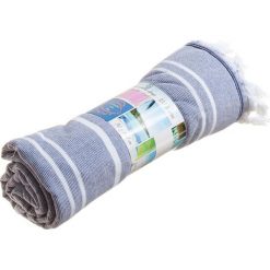 Kąpielówki męskie: Fouta „Oasis” w kolorze granatowo-białym – 160 x 90 cm