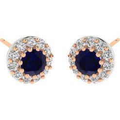 Złote kolczyki-wkrętki z diamentami i syntetycznymi szafirami. Żółte kolczyki damskie Art of Diamond & Co., z szafirem, złote. W wyprzedaży za 615,95 zł.
