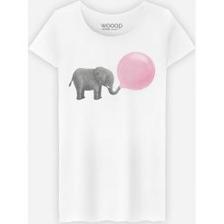 Koszulka "Jumbo Bubble Gum" w kolorze białym. Białe koszulki damskie Wooop, xs, z bawełny, z okrągłym kołnierzem. W wyprzedaży za 59,95 zł.