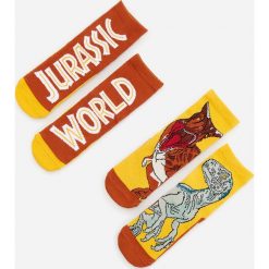 Skarpety Jurassic Park 2 pack - Żółty. Żółte skarpetki męskie Reserved, bez wzorów. Za 19,99 zł.