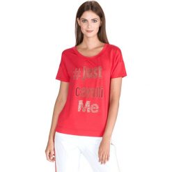 Just Cavalli Koszulka Czerwony. Czerwone koszulki damskie Just Cavalli, l, z aplikacjami, z poliesteru, bez kołnierzyka. Za 1176,95 zł.
