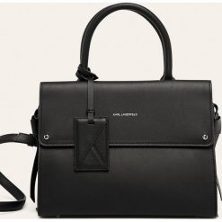 Karl Lagerfeld - Torebka skórzana. Czarne torby damskie na zakupy KARL LAGERFELD, w paski, ze skóry, na ramię, małe, bez dodatków. W wyprzedaży za 1199,00 zł.