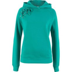 Bluza z kapturem i sznurowaniem bonprix szmaragdowy. Zielone bluzy z kapturem damskie bonprix. Za 69,99 zł.