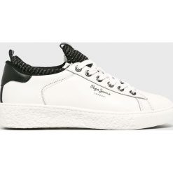 Pepe Jeans - Buty. Białe buty sportowe damskie Pepe Jeans, bez wzorów, z jeansu, sportowe. W wyprzedaży za 239,90 zł.