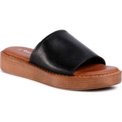 Klapki TAMARIS - 1-27236-34 Black Leather 003. Czarne klapki damskie Tamaris, bez wzorów, ze skóry, bez obcasa. Za 229,00 zł.