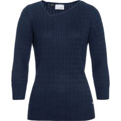 Sweter bonprix ciemnoniebieski. Niebieskie swetry damskie bonprix, bez wzorów, bez rękawów, bez kaptura. Za 109,99 zł.