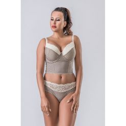 Gorset "Valencia" w kolorze biało-jasnobrązowym. Pomarańczowe biustonosze Kamea, w koronkowe wzory, z koronki. W wyprzedaży za 175,95 zł.