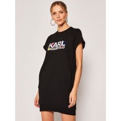 Sukienka dzianinowa Karl Lagerfeld Bauhaus Logo Sslv Sweat 201W1817. Czarne sukienki damskie KARL LAGERFELD, xs, bez wzorów, z bawełny, bez kołnierzyka, bez rękawów. Za 899,00 zł.