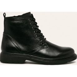 Marco Tozzi - Workery skórzane. Czarne workery damskie Marco Tozzi, ze skóry, bez obcasa, na obcasie, na sznurówki. Za 269,90 zł.