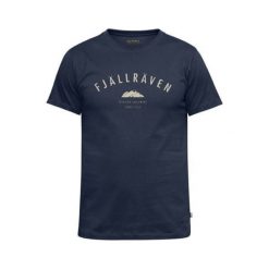 Fjällräven Trekking Equipment T-Shirt, Dark Navy | 555 | Z. Niebieskie koszulki męskie Fjällräven, m, z napisami, z bawełny, bez kołnierzyka, krótkie. W wyprzedaży za 263,58 zł.