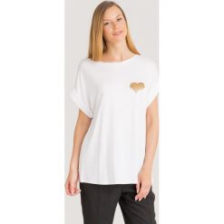 T-SHIRT TWINSET U&B. Białe t-shirty damskie Twinset U&B, xl, z aplikacjami, z elastanu, z okrągłym kołnierzem. Za 190,00 zł.