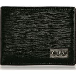 Guess Jeans - Portfel skórzany. Czarne portfele męskie Guess Jeans, z aplikacjami, z jeansu. Za 279,90 zł.