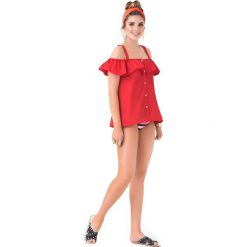 Top w kolorze czerwonym. Czerwone bluzki damskie marki Phax Swimwear, s, bez wzorów, z falbankami. W wyprzedaży za 98,95 zł.