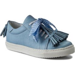 Sneakersy R.POLAŃSKI - 0860 Błękit. Niebieskie półbuty damskie marki R.Polański, na co dzień, z aplikacjami, ze skóry, bez obcasa, na płaskiej podeszwie, bez zapięcia. W wyprzedaży za 259,00 zł.