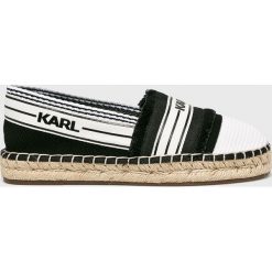 Karl Lagerfeld - Espadryle. Czarne espadryle damskie KARL LAGERFELD, bez wzorów, ze skóry, bez obcasa, na obcasie. Za 739,90 zł.