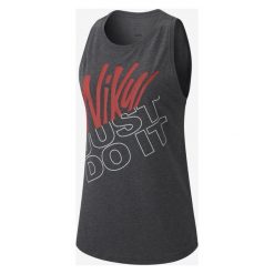 Nike Podkoszulek Szary. Szare podkoszulki damskie Nike, m, z nadrukiem, z bawełny, bez kołnierzyka. Za 137,95 zł.