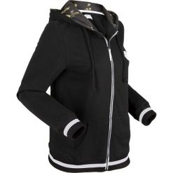 Bluza rozpinana z kapturem z kolekcji Maite Kelly, długi rękaw bonprix czarny. Czarne bluzy damskie bonprix, bez wzorów, z długim rękawem, długie, z kapturem. Za 109,99 zł.