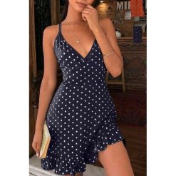 Sukienka KENZIE NAVY. Niebieskie sukienki dziewczęce IVET, na lato, bez wzorów, z krótkim rękawem, krótkie, mini. W wyprzedaży za 59,00 zł.