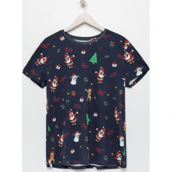 Świąteczny t-shirt męski - Granatowy. Niebieskie t-shirty męskie marki Sinsay, l. Za 29,99 zł.