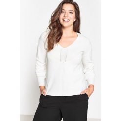 Kardigany damskie: Sweter z dekoltem w serek, z cienkiej dzianiny