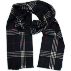 Granatowy Męski Jesienno-Zimowy Szalik Wełniany -V. FRAAS- w Kratkę Burberry SZAWLN0811. Niebieskie szaliki męskie V. Fraas, na zimę, w kratkę, z wełny. Za 79,00 zł.