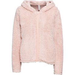 Bluza rozpinana z polaru baranka z kapturem bonprix beżowo-szary. Brązowe bluzy damskie z kapturem bonprix, bez wzorów, z polaru, bez rękawów. Za 54,99 zł.
