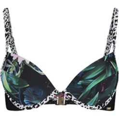Biustonosz bikini w kolorze czarnym ze wzorem. Czarne biustonosze Sapph, bez wzorów, z materiału. W wyprzedaży za 78,95 zł.
