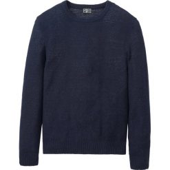 Sweter z dzianiny w strukturalny wzór bonprix ciemnoniebieski. Niebieskie swetry męskie bonprix, s, bez wzorów, z dzianiny, z okrągłym kołnierzem, bez kaptura. Za 74,99 zł.