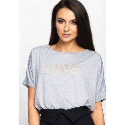 Szary T-shirt Prominent. Szare bluzki damskie marki Born2be, m. Za 19,99 zł.