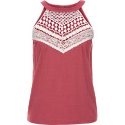 Top z koronką bonprix brązowy marsala. Czerwone bluzki damskie bonprix, w koronkowe wzory, z koronki, bez kołnierzyka, bez rękawów. Za 89,99 zł.