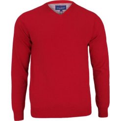 Męski Sweter Bawełniany (serek) - Adriano Guinari - Czerwony SWADGAW17RED. Czerwone swetry męskie Adriano Guinari, m, bez wzorów, z bawełny, klasyczne, z dekoltem w serek, bez kaptura. Za 99,00 zł.
