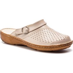 Klapki HELIOS - 654 Capuchino. Brązowe klapki damskie marki Helios, bez wzorów, ze skóry, bez obcasa. Za 89,00 zł.