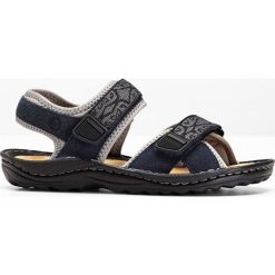 Sandały trekkingowe ze skóry bonprix ciemnoniebieski. Niebieskie buty trekkingowe damskie bonprix. Za 149,99 zł.