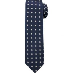 Granatowy Elegancki Męski Krawat -ALTIES- w Białe Kropki, Groszki KRALTS0207. Niebieskie krawaty męskie Alties, w grochy, z tkaniny, eleganckie. Za 40,00 zł.