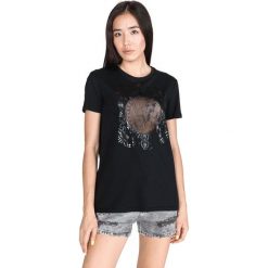 Versace Jeans Koszulka Czarny. Czarne koszulki damskie Versace Jeans, s, z nadrukiem, z bawełny, bez kołnierzyka. Za 838,95 zł.