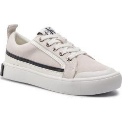 Trampki CALVIN KLEIN JEANS - Dodie R8525 Bright White/White/B. Brązowe półbuty damskie Calvin Klein Jeans, bez wzorów, z jeansu, bez zapięcia. W wyprzedaży za 309,00 zł.