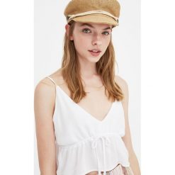 Top na ramiączkach z wiązaniem. Szare topy damskie marki Pull&Bear. Za 39,90 zł.