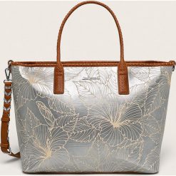 Desigual - Torebka. Szare torby damskie na zakupy Desigual, w paski, ze skóry ekologicznej, na ramię, duże, bez dodatków. W wyprzedaży za 319,90 zł.