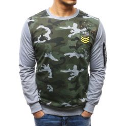 Bluzy męskie: Bluza męska z nadrukiem camo szara (bx3498)