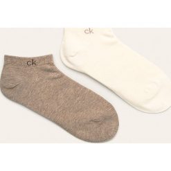Calvin Klein - Stopki (2-pack). Białe skarpetki damskie Calvin Klein, z nadrukiem, z elastanu. Za 49,90 zł.