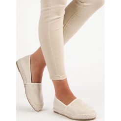 Espadryle damskie: SIMONA beżowe zamszowe espadryle brązowe