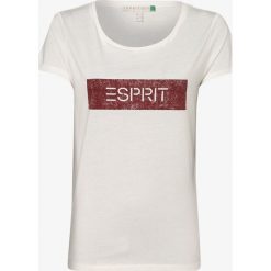 Esprit Casual - T-shirt damski, beżowy. Brązowe t-shirty damskie Esprit Casual, s, bez wzorów, z bawełny, casualowe, bez kołnierzyka. Za 89,95 zł.