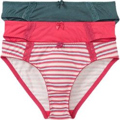 Figi (3 pary) bonprix w paski + czerwony matowy + szarozielony. Brązowe majtki damskie bonprix, w paski, z bawełny. Za 50,97 zł.
